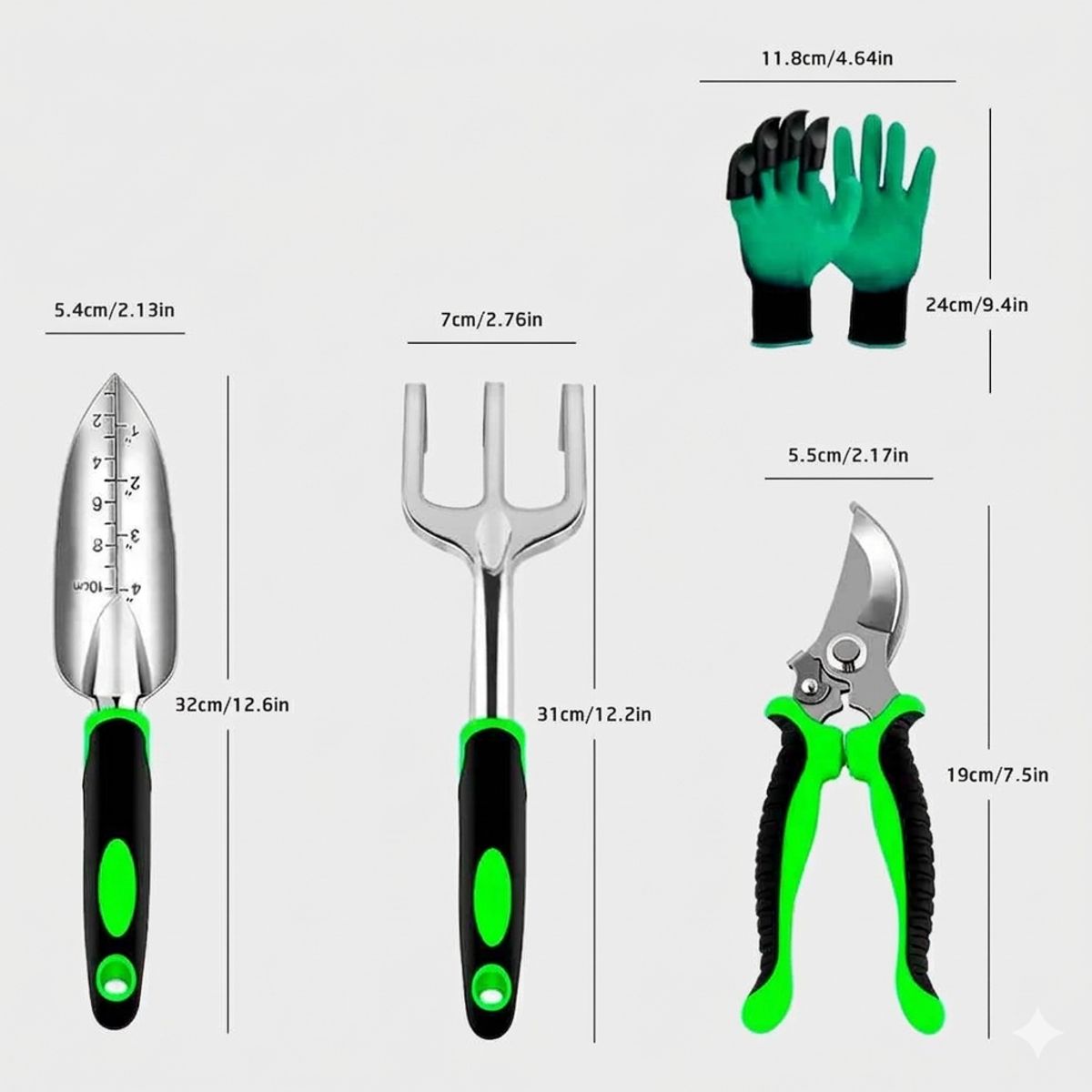 GENERICO - Set 4 Piezas Herramientas Jardinería Huerto Plantas