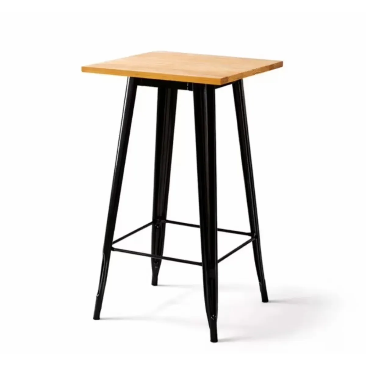 GENERICO - Mesa Tolix Bar 60x60x107 Cm con Cubierta en Madera 30 mm