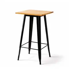 GENERICO - Mesa Tolix Bar 60x60x107 Cm con Cubierta en Madera 30 mm