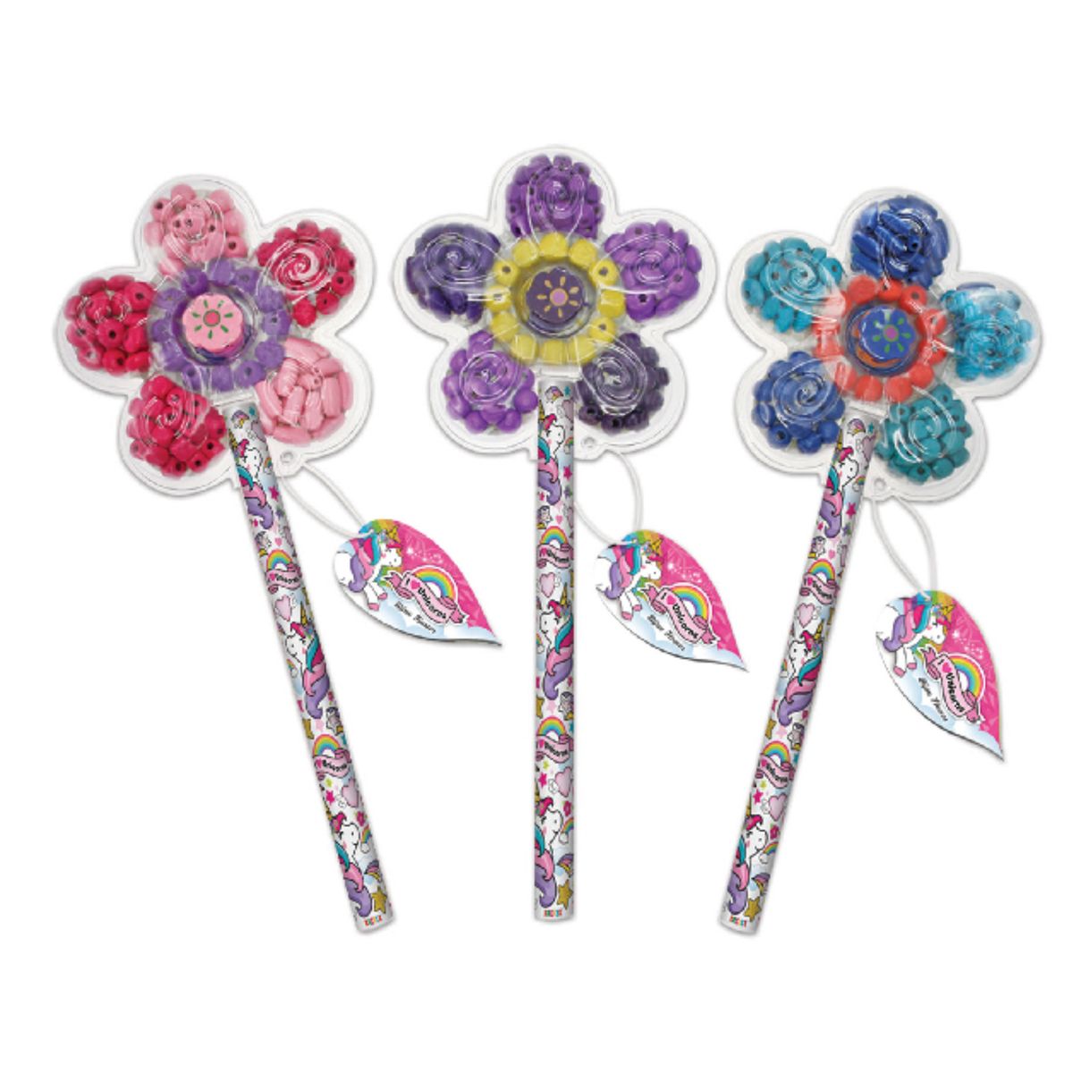 GENERICO - Pack 3 Flor Perlas Para Pulseras De Madera Para Niñas