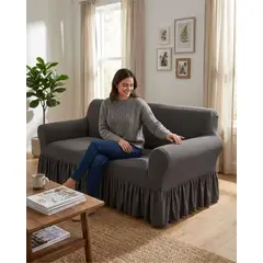 GENERICO - Funda Cubre Sofa de 3 Cuerpos con Faldon Elegante