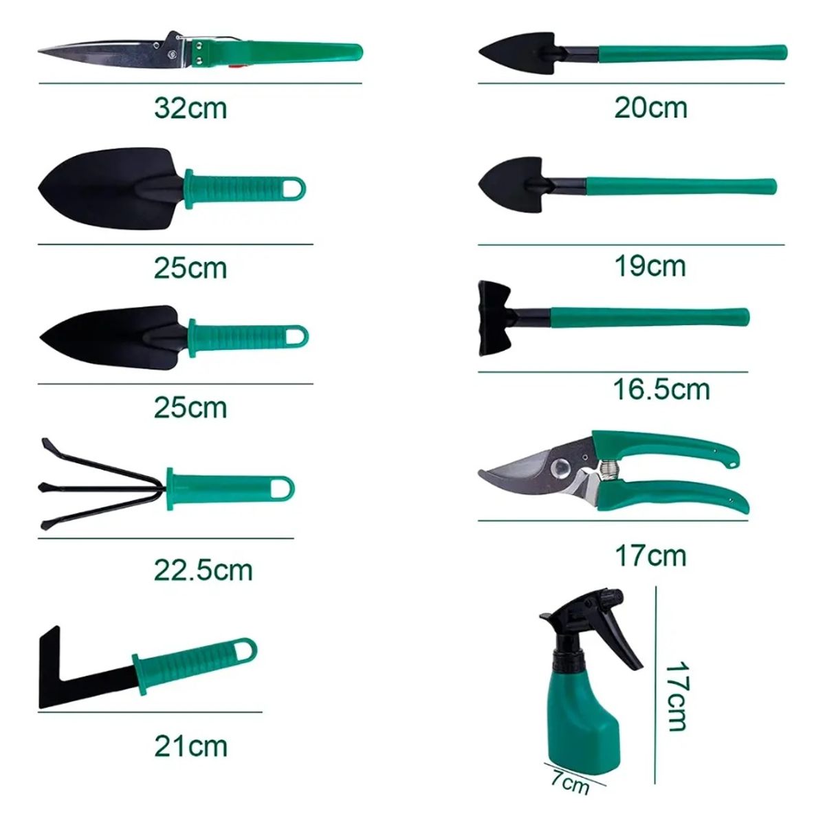 GENERICO - Kit Herramientas Jardinería Acero Rastrillo Tijera Podar