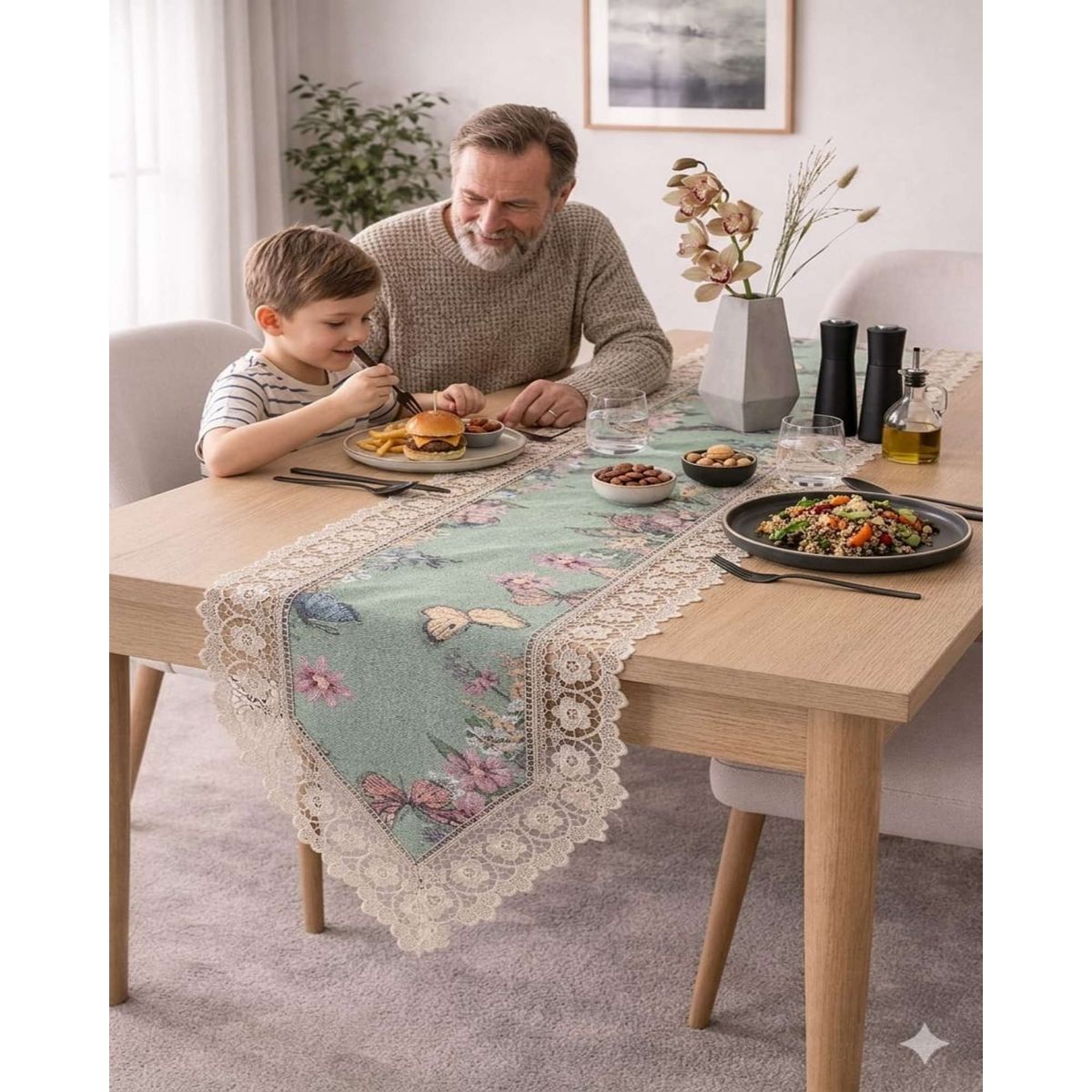 GENERICO - Camino de Mesa Jacquard 40x180cm Con Encaje