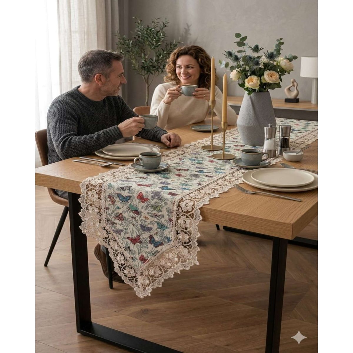 GENERICO - Camino de Mesa Jacquard 40x180cm Con Encaje