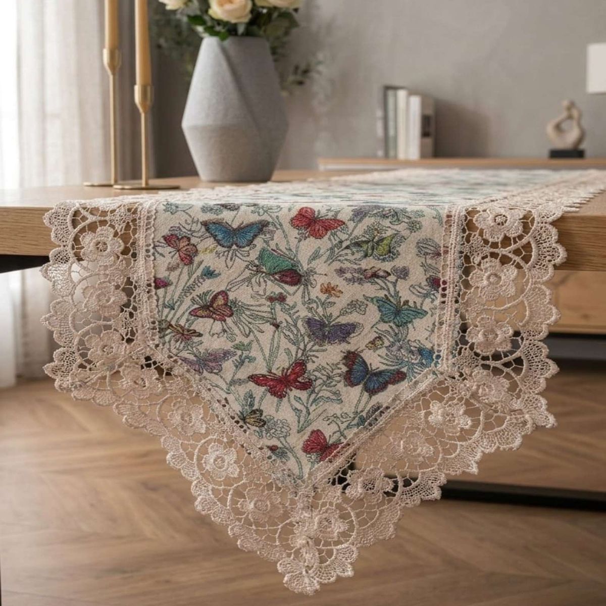 GENERICO - Camino de Mesa Jacquard 40x180cm Con Encaje