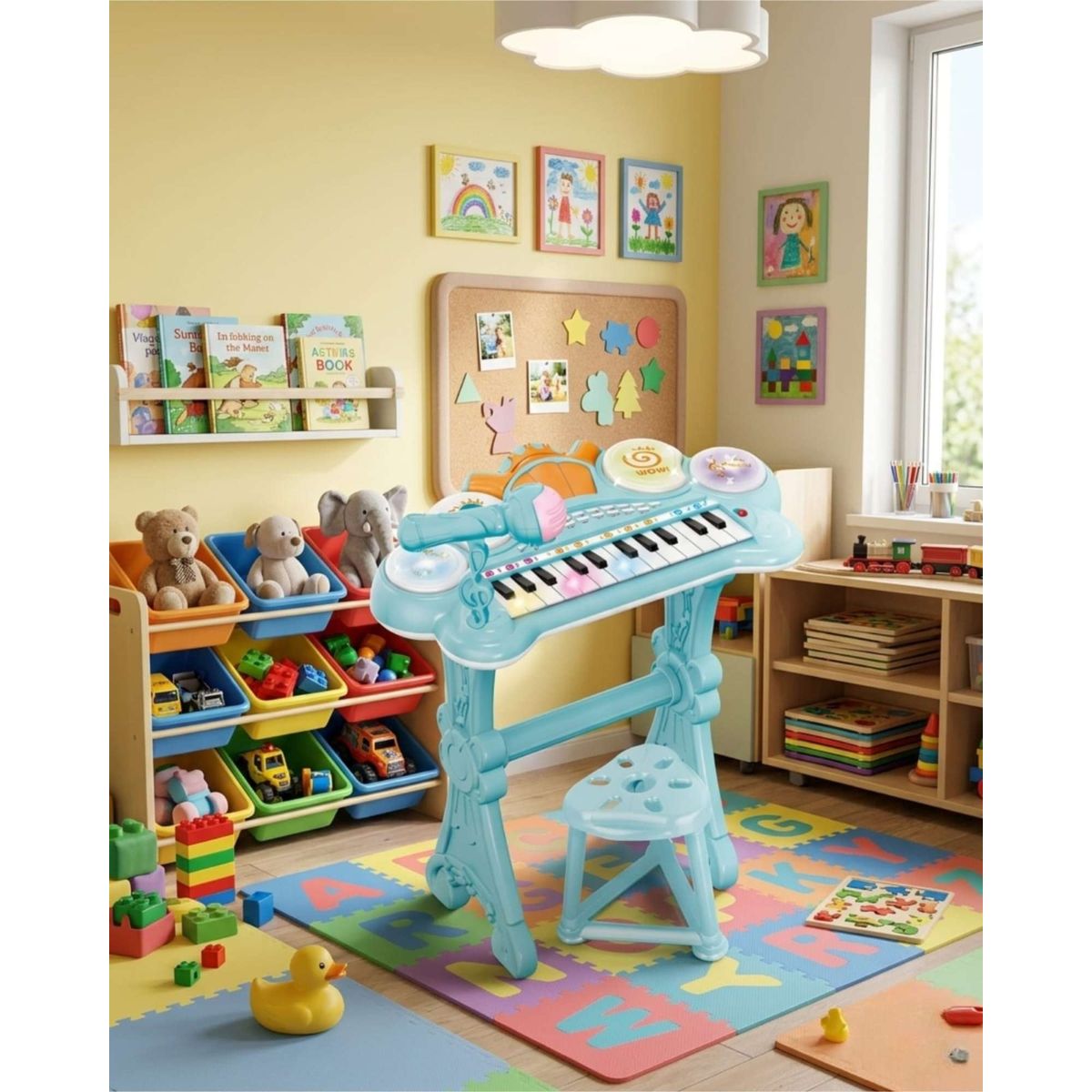 GENERICO - Piano musical set completo con microfono y silla