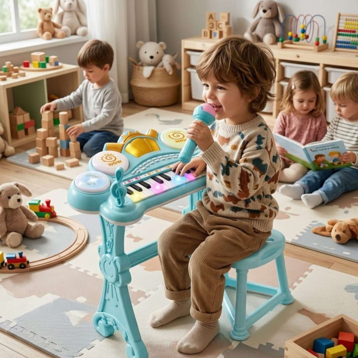 GENERICO - Piano musical set completo con microfono y silla