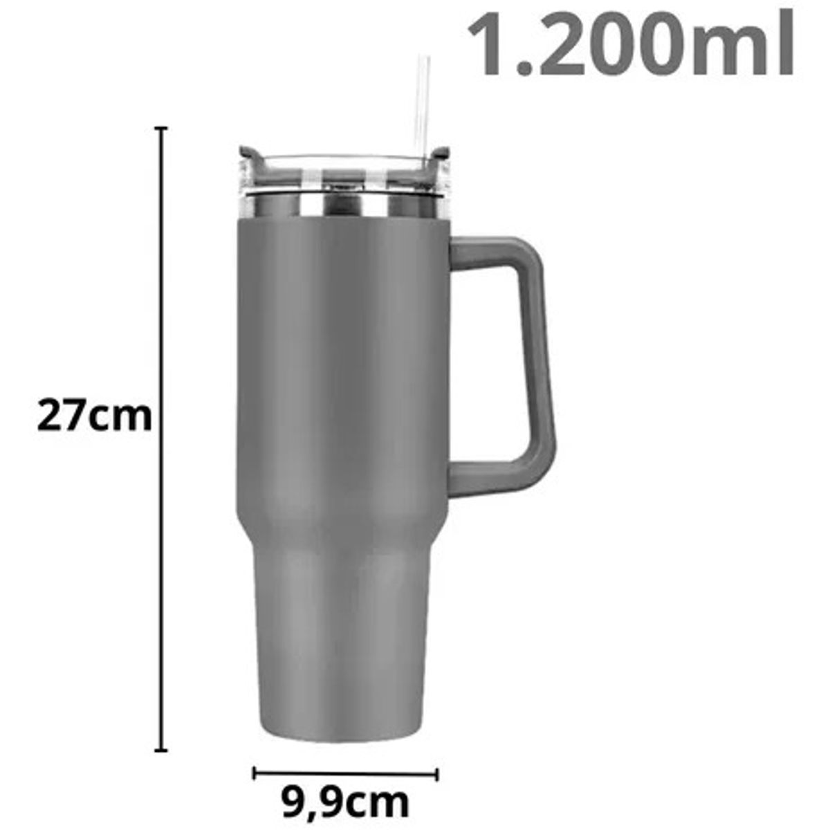 GENERICO - Vaso Mug Térmico Acero Inoxidable 1200ml GRIS