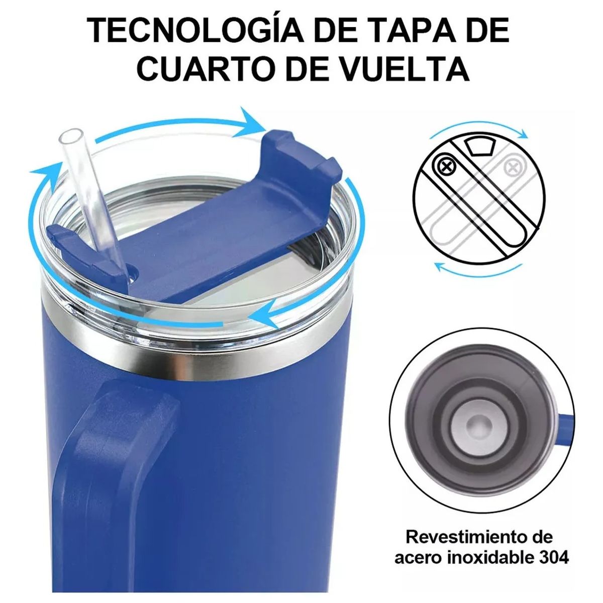 GENERICO - Vaso Mug Térmico Acero Inoxidable 1200ml AZUL