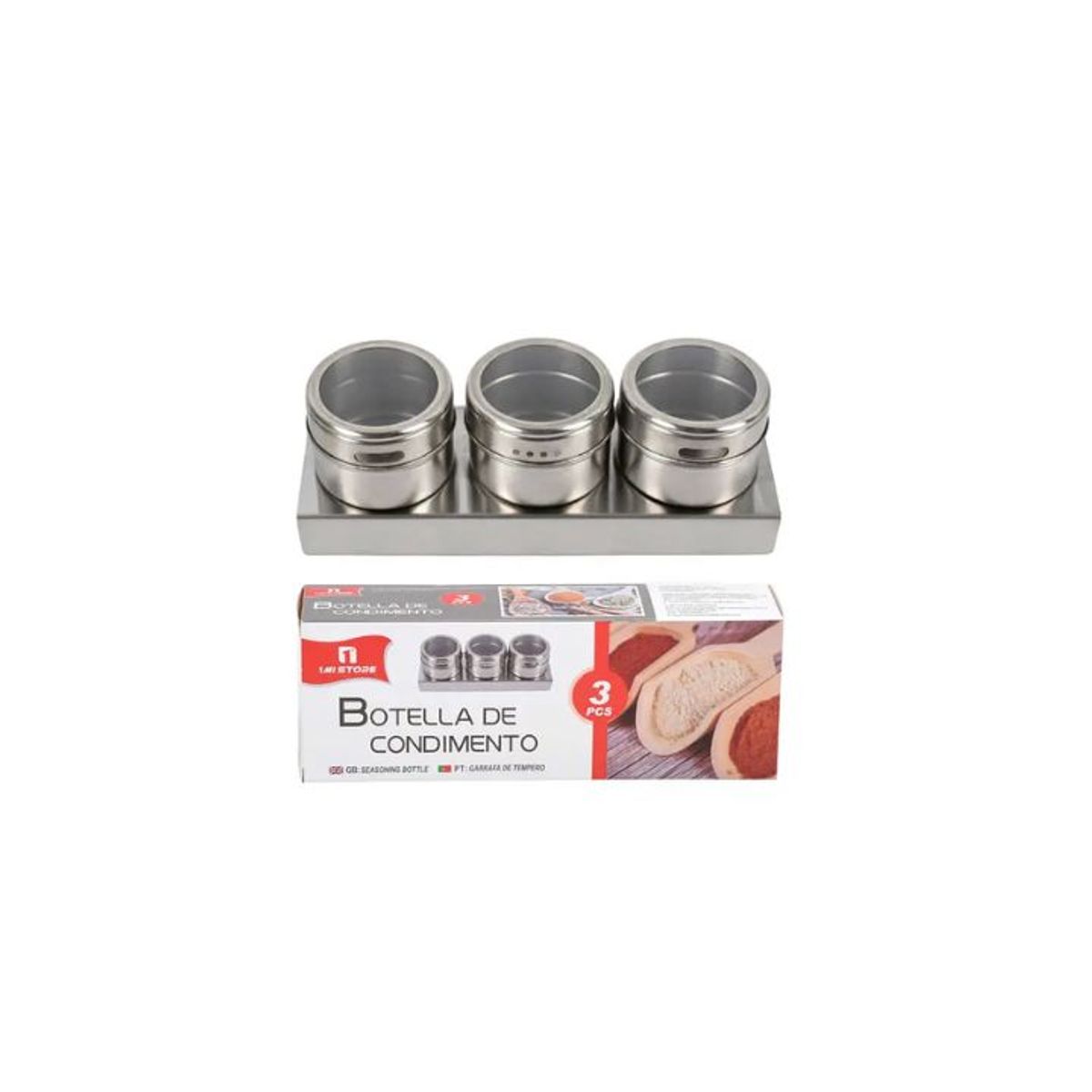 GENERICO - SET DE 3 ENVASES PARA CONDIMENTOS 6X3.4CM