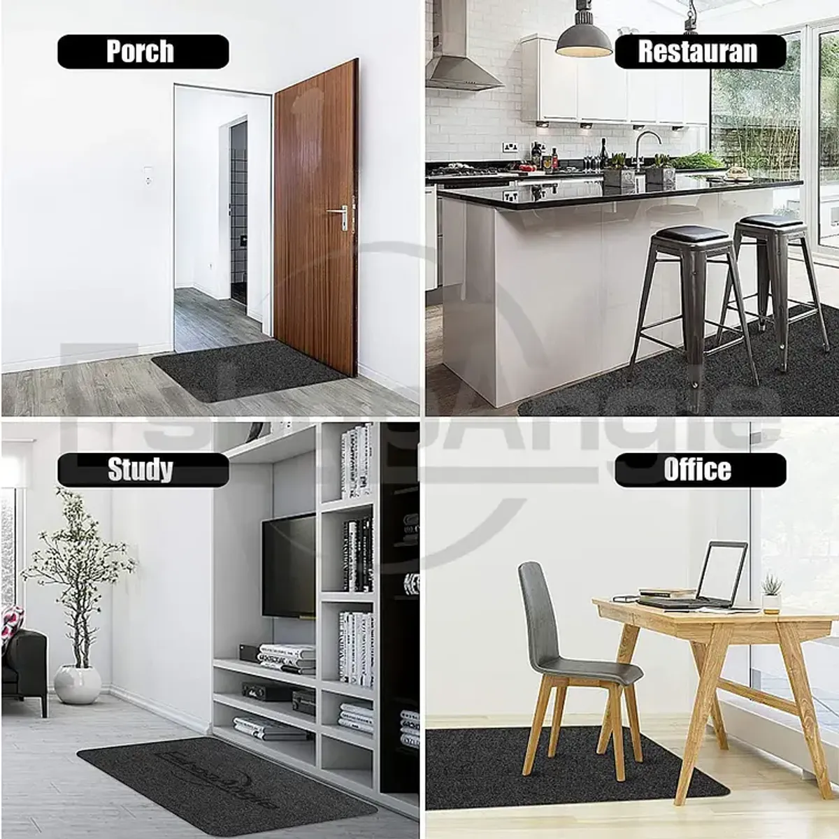 GENERICO - Alfombrilla Antideslizante Para Silla De Oficina Negro