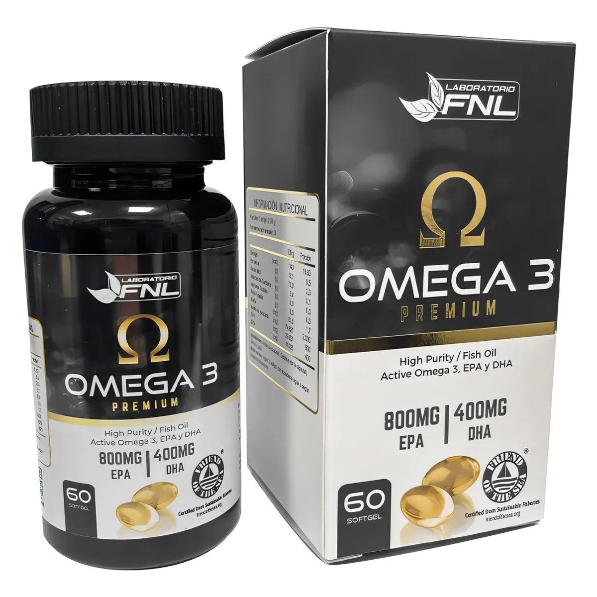 FNL - Omega 3 Premium Fnl 60 Softgel. 400mg Dha/ 800mg Epa