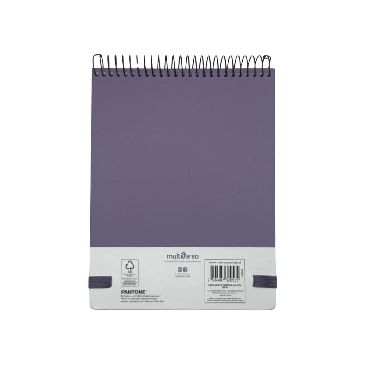 GENERICO - Croquera Pantone Medio Oficio Con Elástico 100 Hojas - Lila