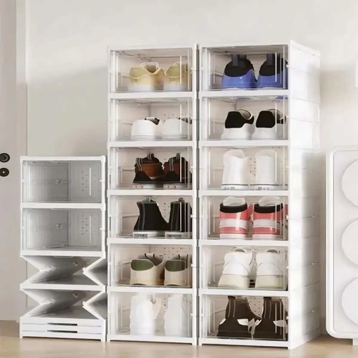 GENERICO - Zapatero Plástico Blanco Moderno 6 Pares 6 Niveles Compacto