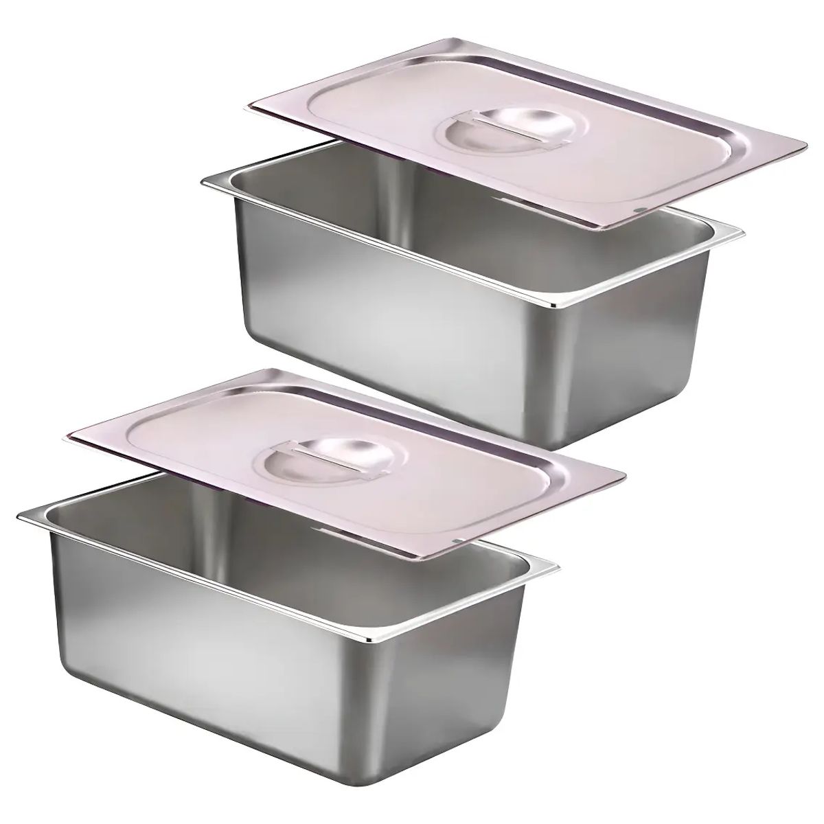 GENERICO - Set de 2 Contenedores Gastronómicos Rectangular con Tapa para Alimentos