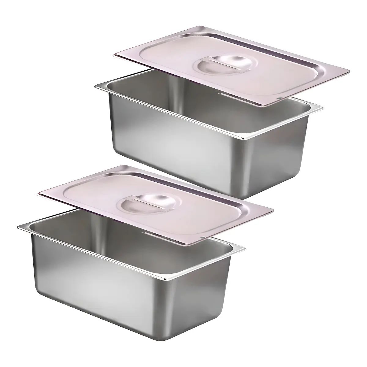 GENERICO - Set de 2 Contenedores Gastronómicos Rectangular con Tapa para Alimentos