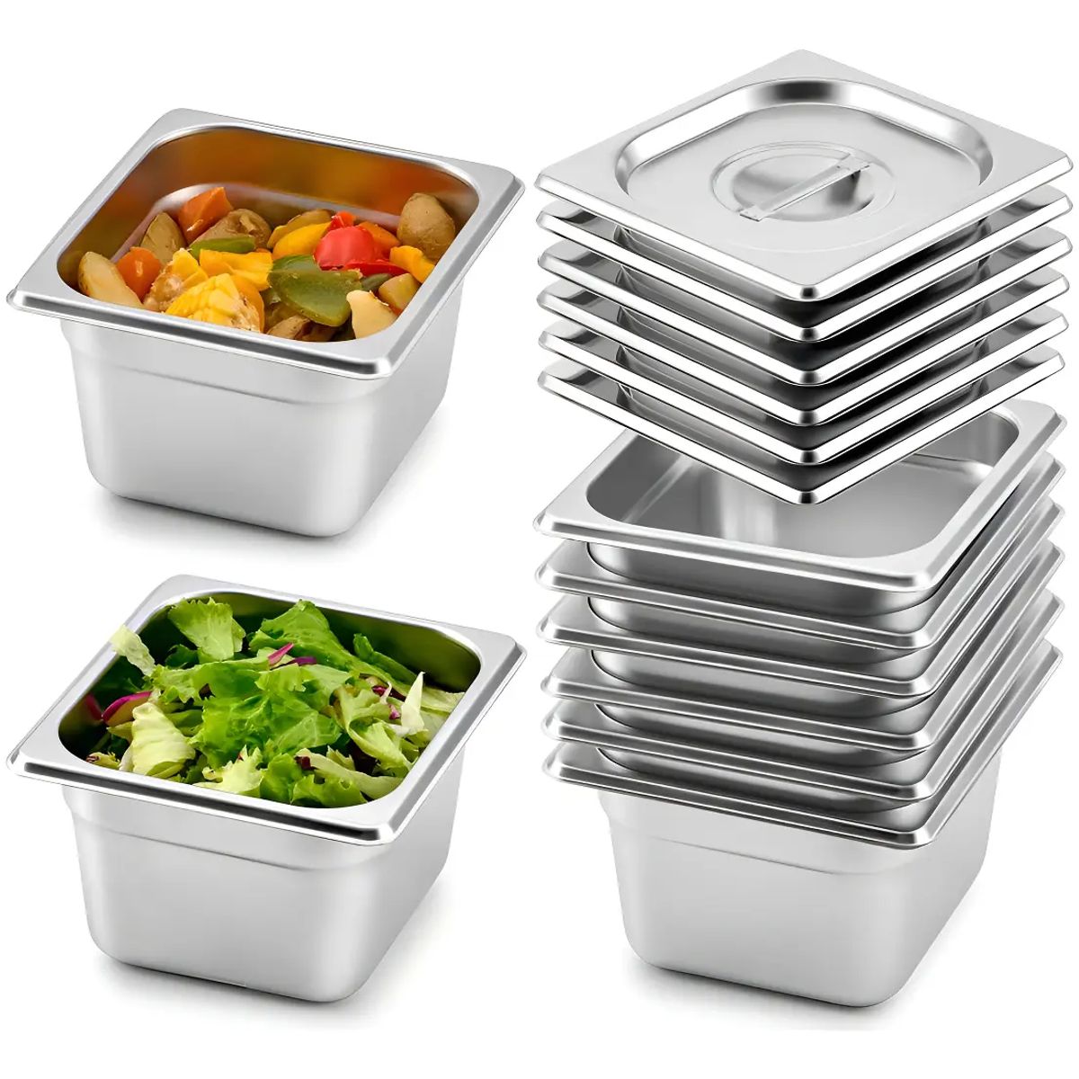 GENERICO - Set de 4 Contenedores Gastronómicos Rectangular con Tapa para Alimentos