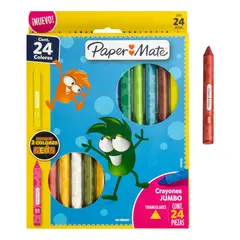 PAPER MATE - Lápices de Cera Crayones Triangular Papermate 24 Colores
