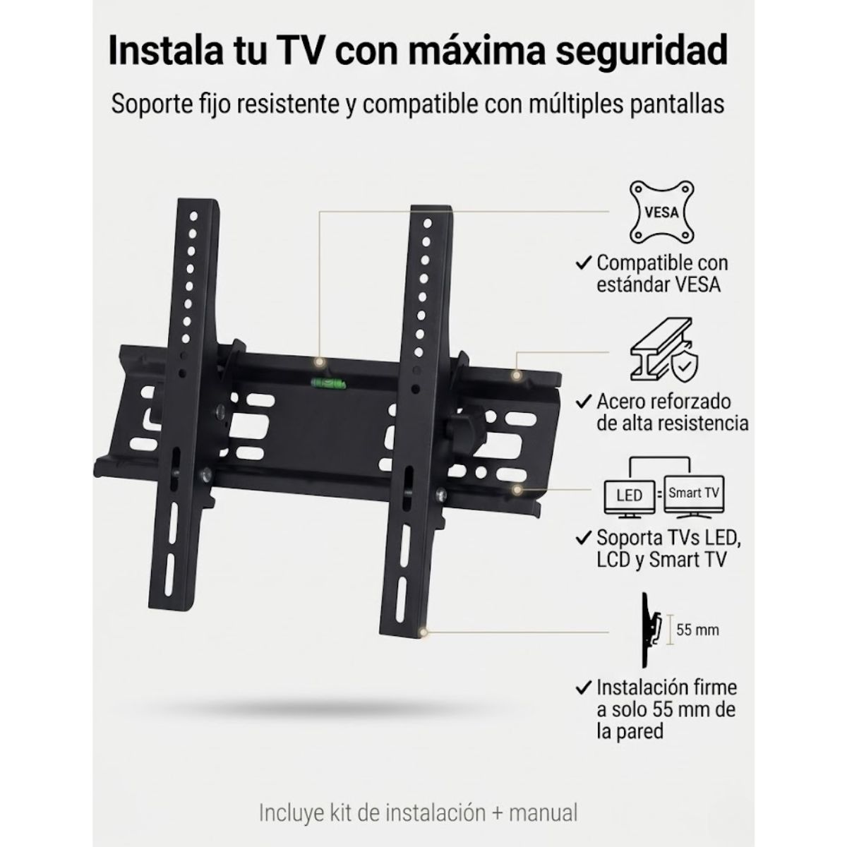 GENERICO - Soporte Tv Fijo Pared Led Lcd 15 A 42 Pulgadas