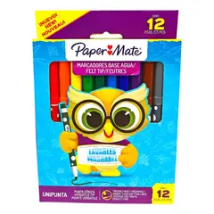 PAPER MATE - Plumones Marcadores Delgados PaperMate 12 Colores