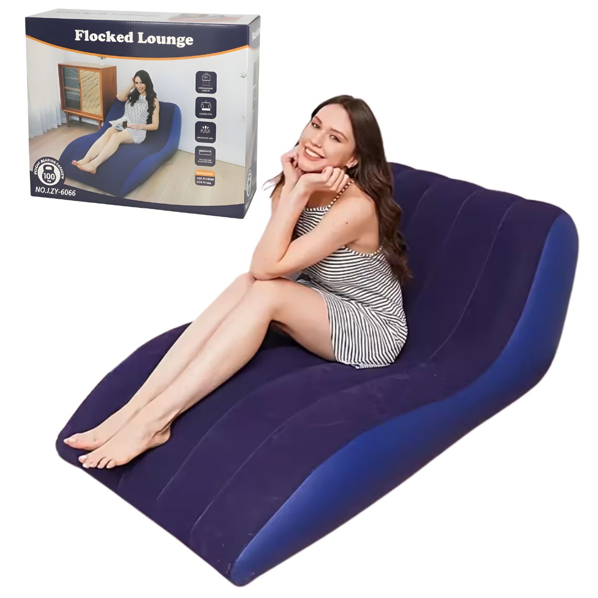 GENERICO - Sillón Sofá Inflable Lounge Ergonómico Flocado Terciopelo