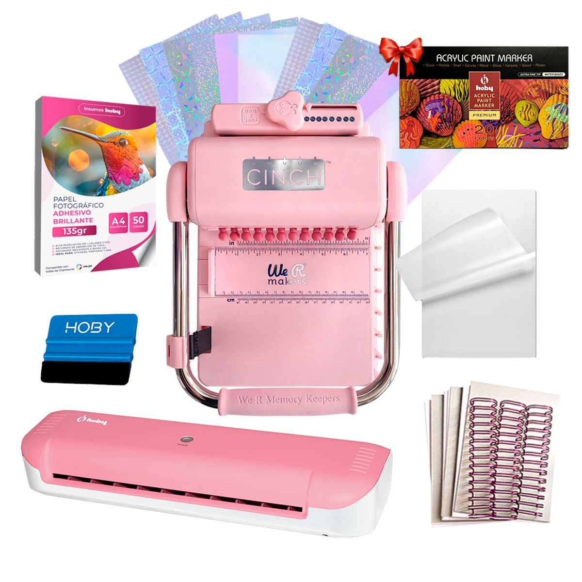 CINCH - Kit Encuadernación Deluxe Cinch Pink + Insumos de Diseño