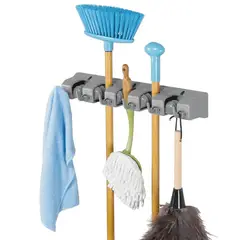 MOVI - Organizador de Aseo para Pared Porta Escobas Trapeadores con Ganchos