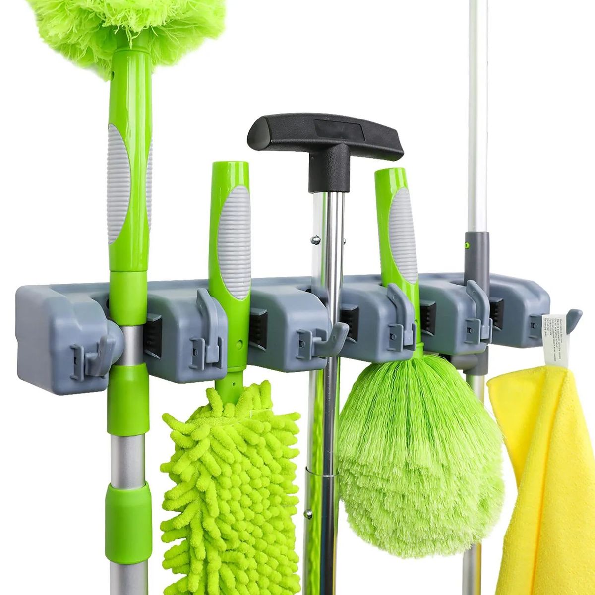 MOVI - Organizador de Aseo para Pared Porta Escobas Trapeadores con Ganchos
