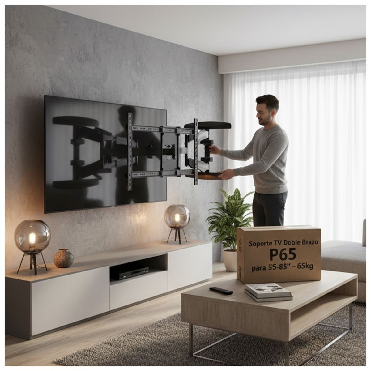 MALIK - Soporte TV LED 55-85 P65 Doble Brazo Móvil