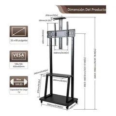 MALIK - Pedestal para TV con Ruedas 32-75 Pulgadas 1700