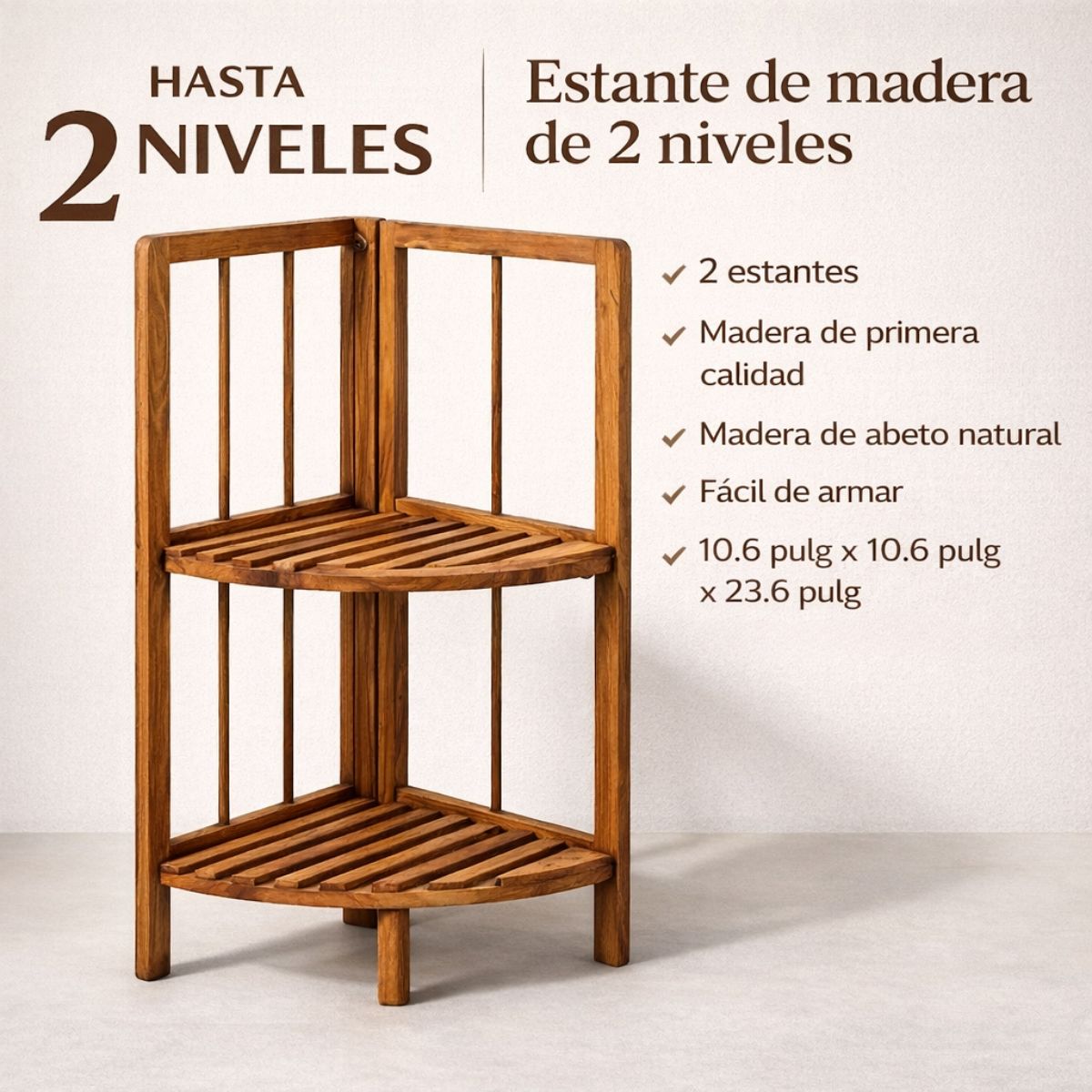GENERICO - Repisa De Madera 2 Niveles Esquinera Plegable Multiuso