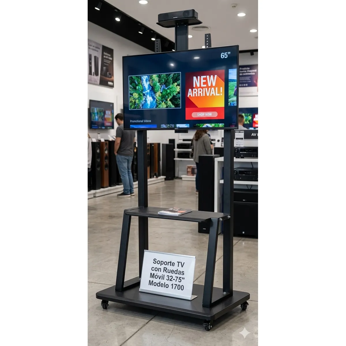 MALIK - Carro Móvil para TV 32-75" 1700 Altura Ajustable