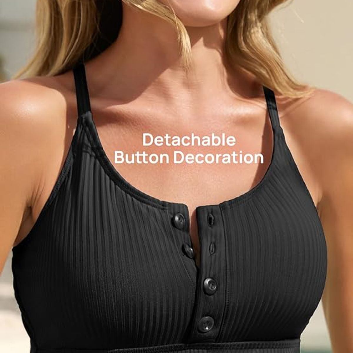 PUREPOWER - Maternity Swimsuit One Piece Bathing Suit Button Neck Cross Back