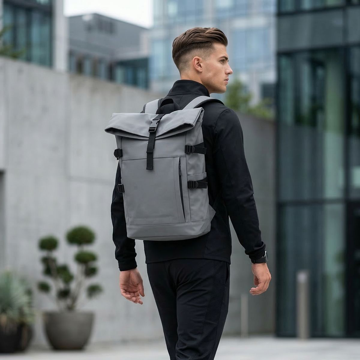 D'JOE - Mochila Urbana Roll Top Impermeable Porta Laptop Apolo