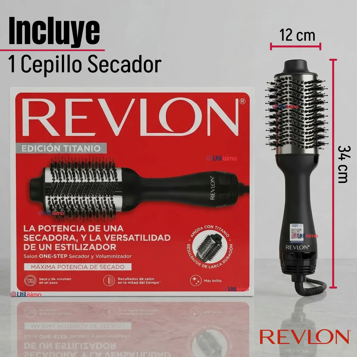 REVLON - Cepillo Secador Alisador De Cabello One Step Revlon 800W Titanium