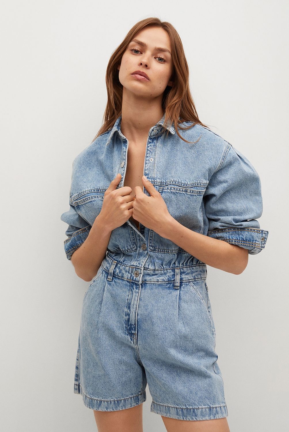 MANGO - Enterito Denim 100% Algodón Regina Mujer