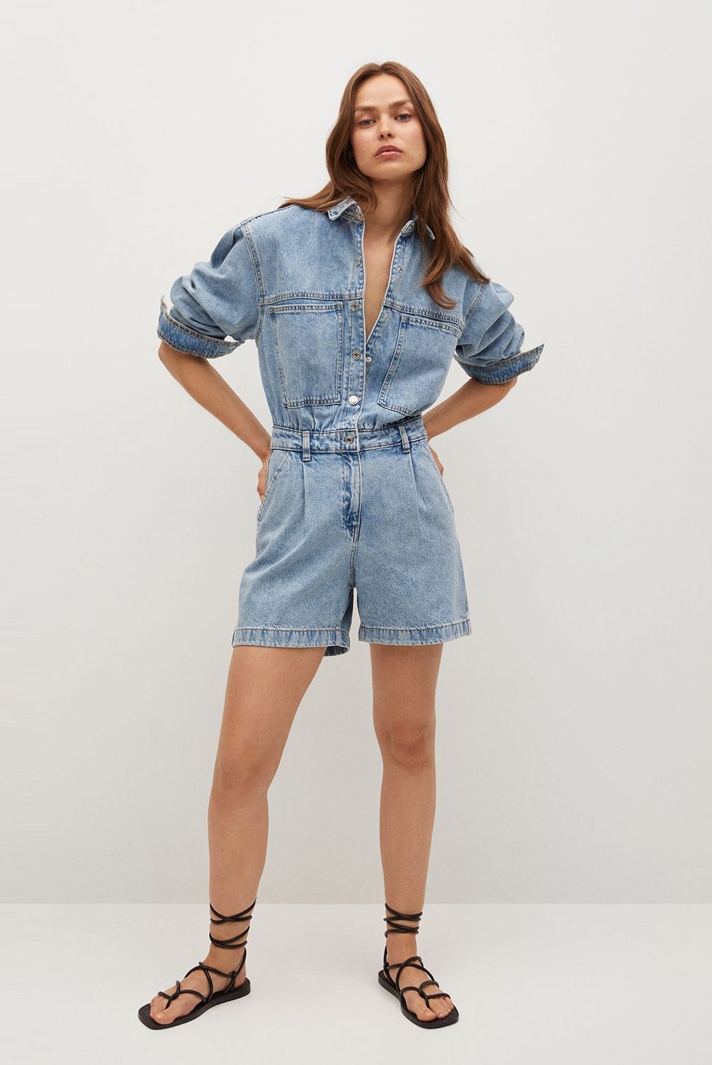 MANGO - Enterito Denim 100% Algodón Regina Mujer