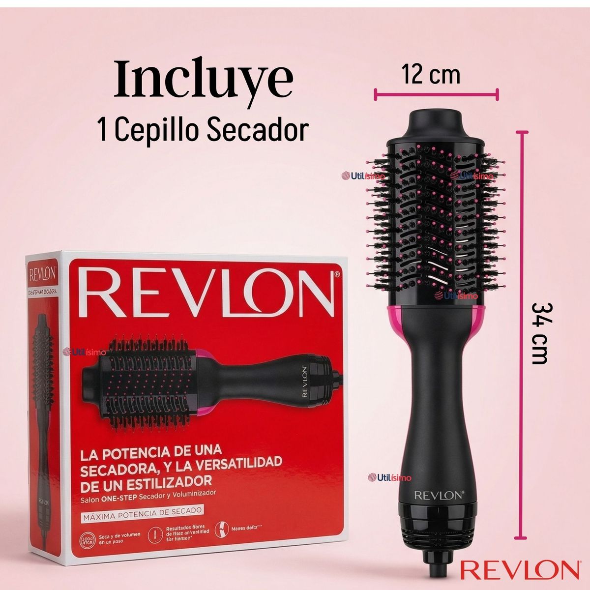REVLON - Cepillo Secador Alisador One Step Voluminizador Revlon 800W