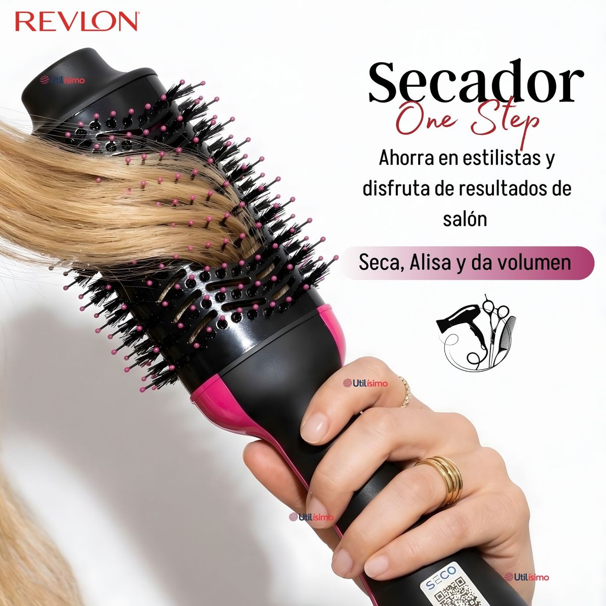 REVLON - Cepillo Secador Alisador One Step Voluminizador Revlon 800W