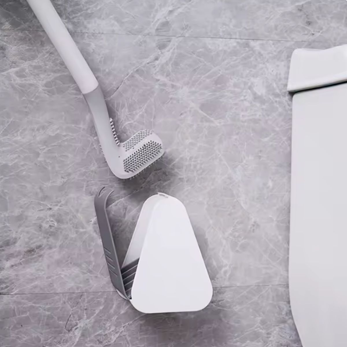 GENERICO - 2 Cepillos Escobilla de baño mango largo de silicona cabezal de cepillo TPR flexible, inodoro limpio