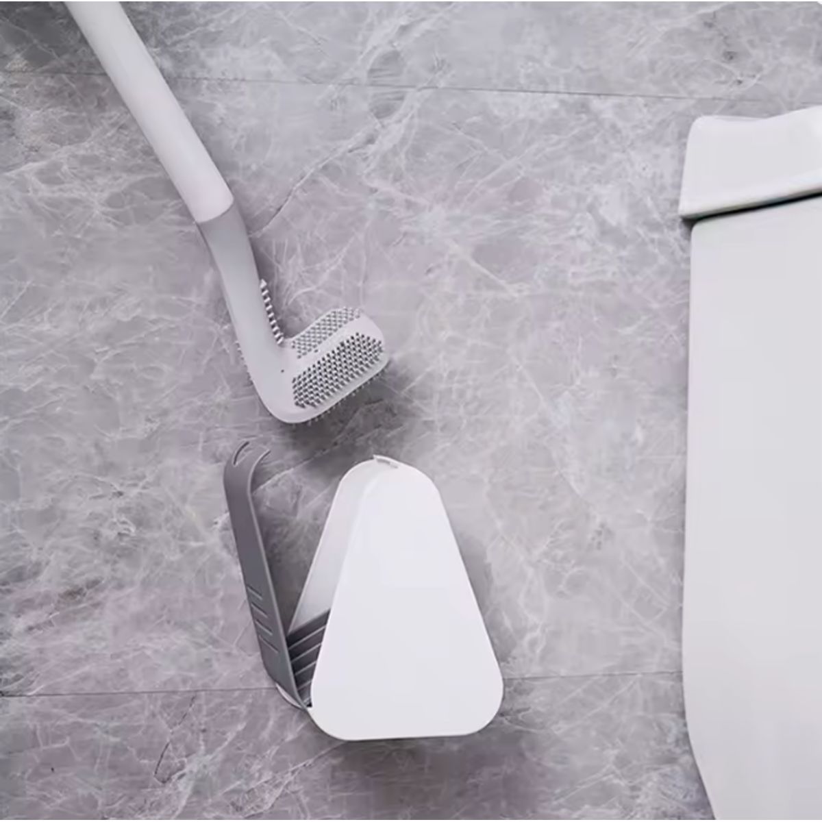 GENERICO - 2 Cepillos Escobilla de baño mango largo de silicona cabezal de cepillo TPR flexible, inodoro limpio