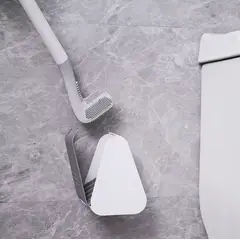 GENERICO - 2 Cepillos Escobilla de baño mango largo de silicona cabezal de cepillo TPR flexible, inodoro limpio
