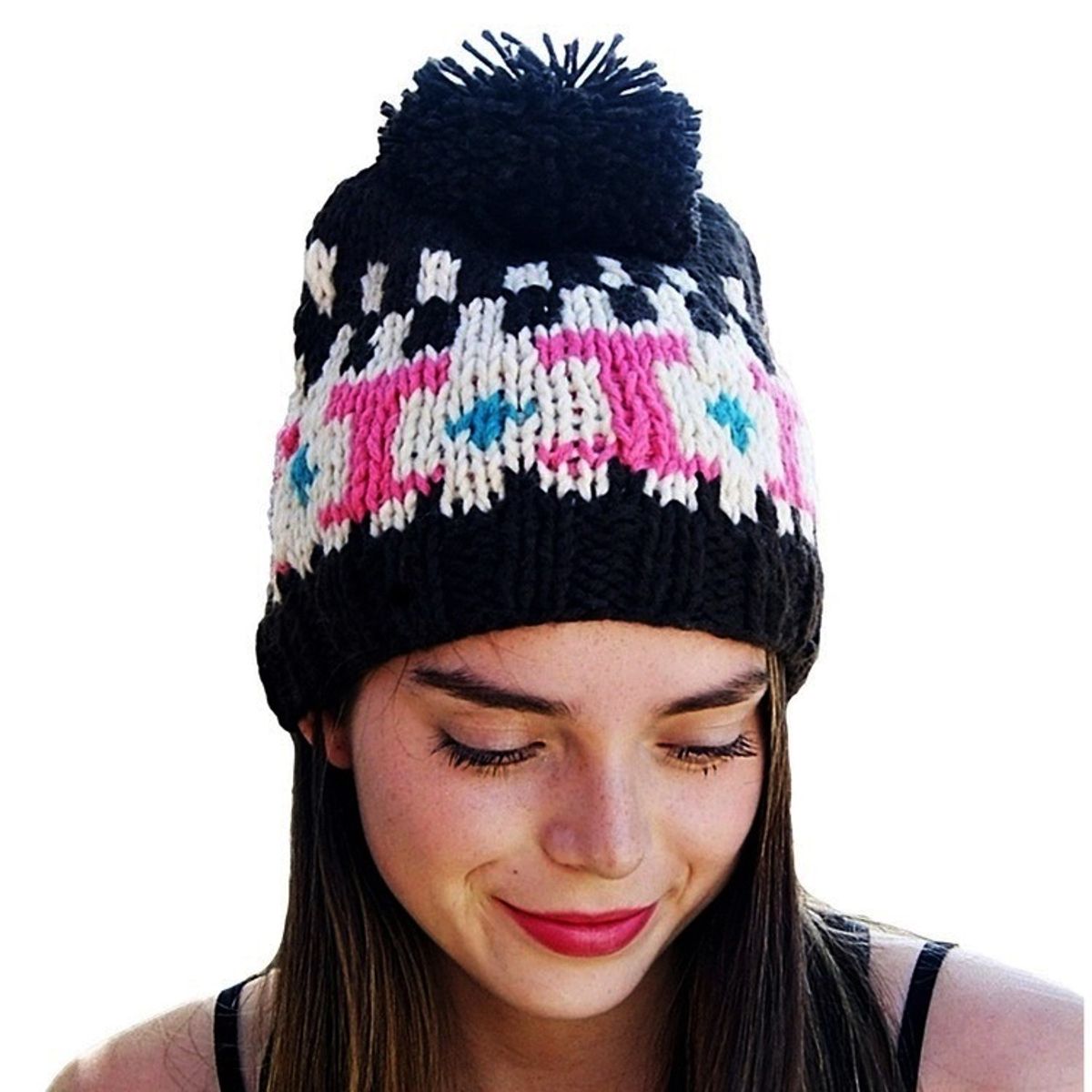 VIVAFELICIA - Gorro Tejido a Mano Esquí Gstaad Negro