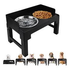 EVERSO - Comedero Bebedero Altura Ajustable Para Perros Mascotas Inox
