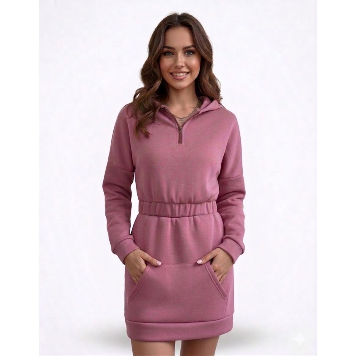 HAMI BOUTIQUE - Vestido de Invierno Rosa con Cierre