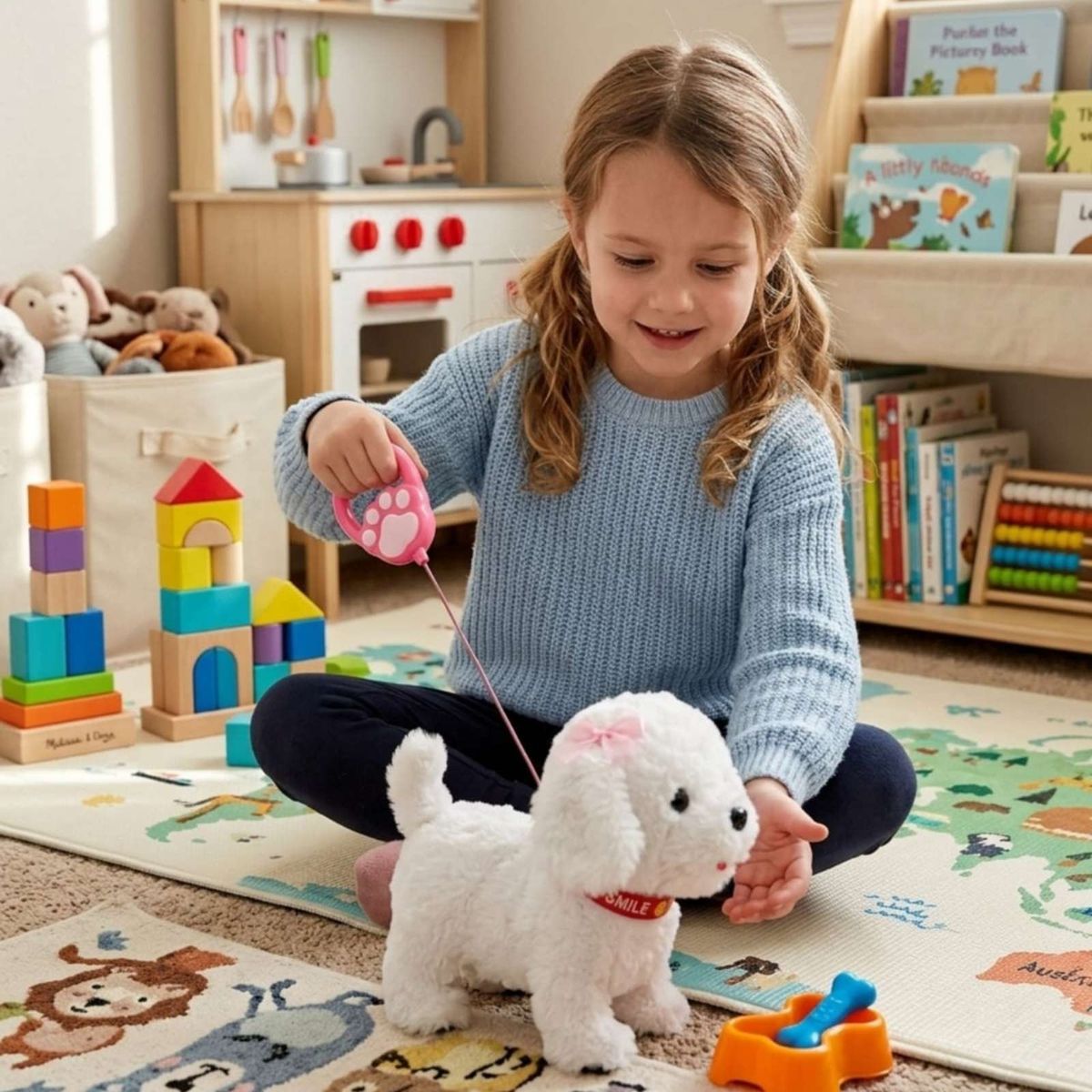 GENERICO - Perrito Poodle de Peluche Electrónico con Movimiento y Sonido
