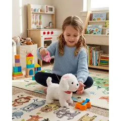 GENERICO - Perrito Poodle de Peluche Electrónico con Movimiento y Sonido