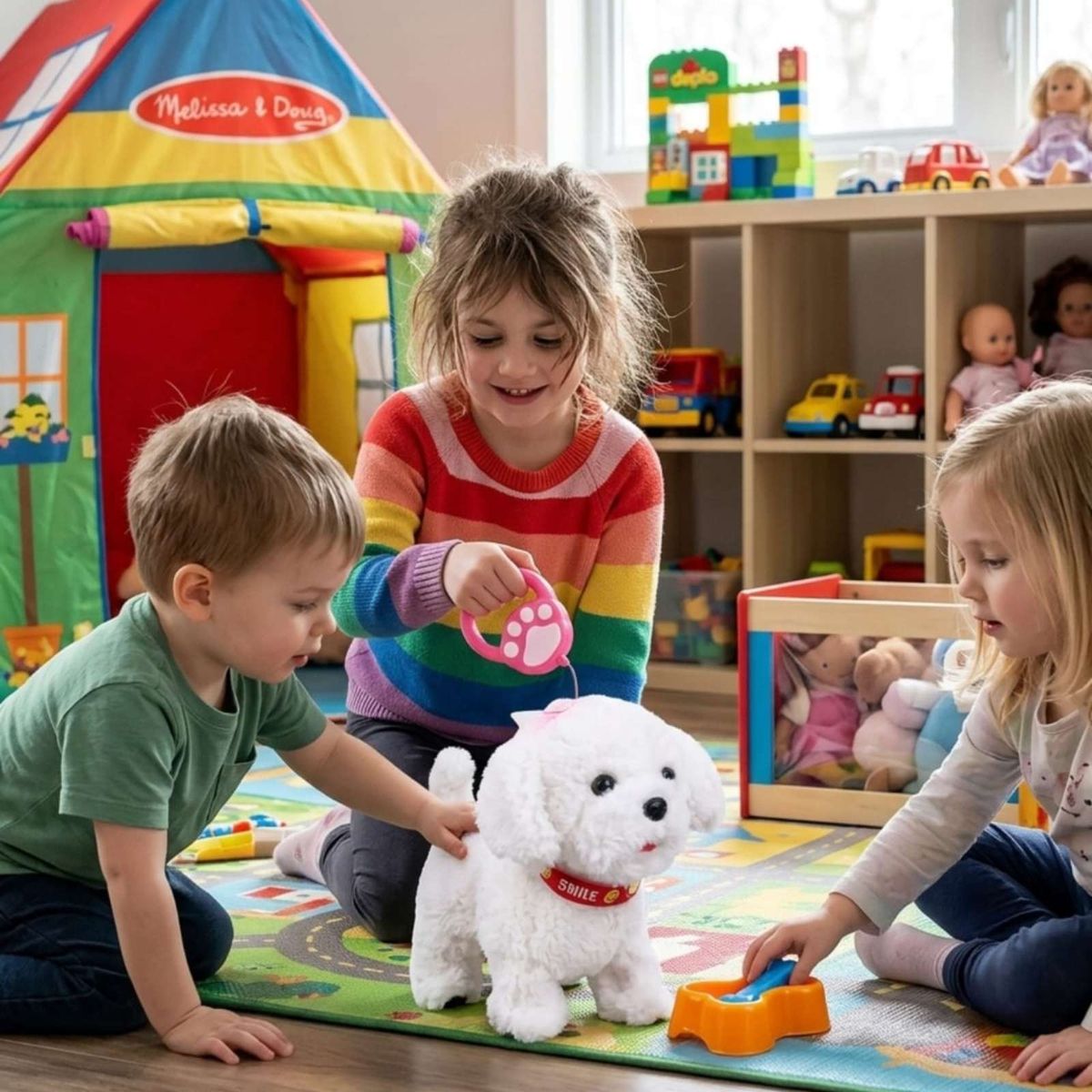 GENERICO - Poodle de Peluche perrito Electrónico con Movimiento y Sonido