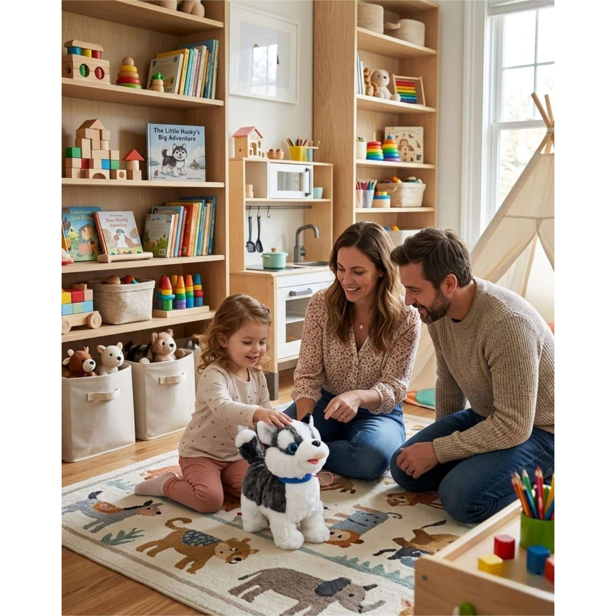 GENERICO - Perro Siberiano Interactivo electronico con Movimiento El Compañero de Aventuras