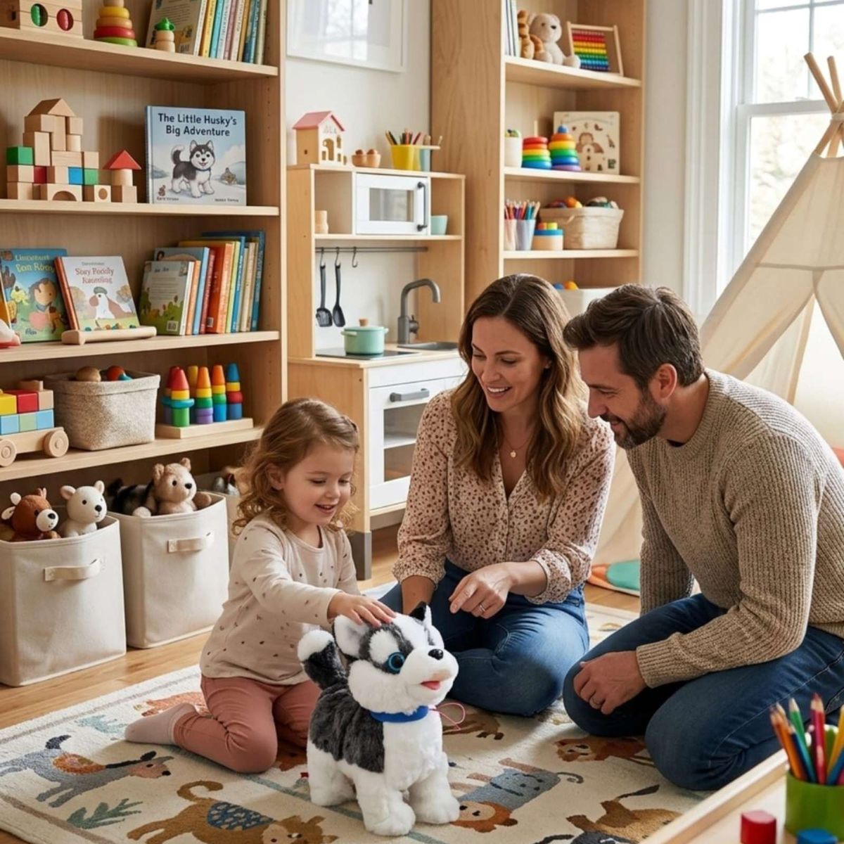 GENERICO - Perro Siberiano Interactivo electronico con Movimiento El Compañero de Aventuras